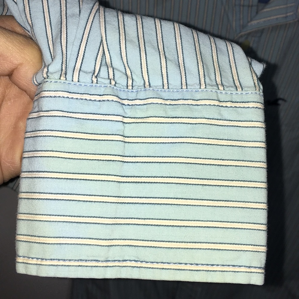 Hollister Long Sleeve Casual Button Up Logo Striped Shirt Blue Men's Size Small - Picture 4 of 4